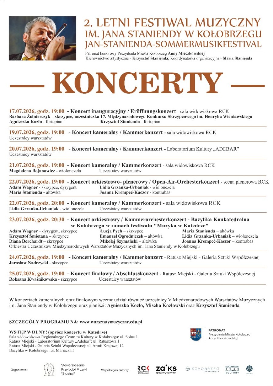 2. Letni Festiwal Muzyczny im. Jana Staniendy w Kołobrzegu
